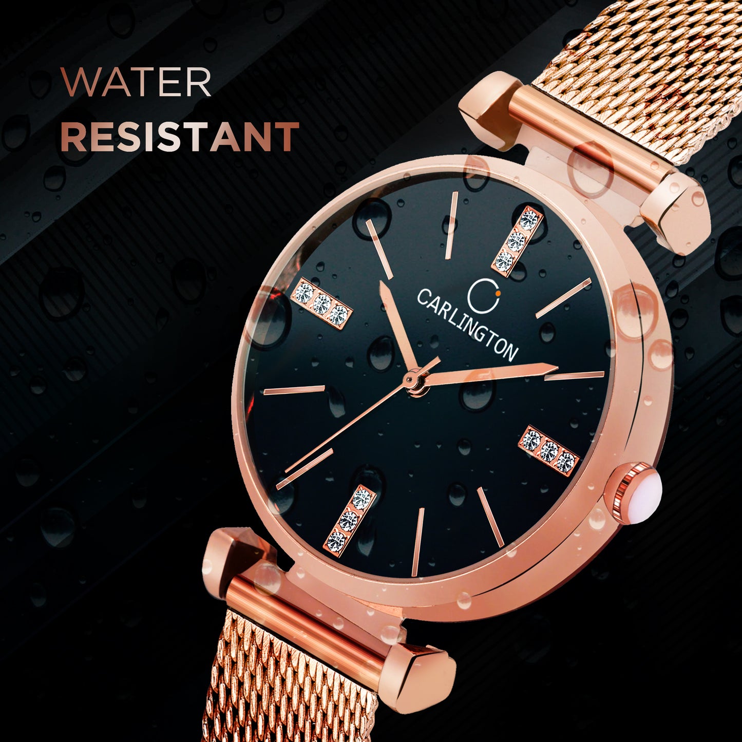 Carlington Elite Ladies Self Adjustable Mesh Strap Water Resistant Analog Watch - For Women CT2011