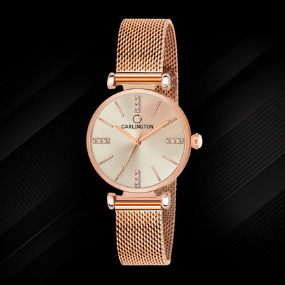 Carlington Elite Ladies Self Adjustable Mesh Strap Water Resistant Analog Watch - For Women CT2011