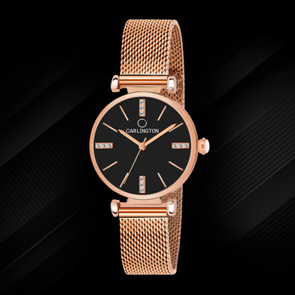 Carlington Elite Ladies Self Adjustable Mesh Strap Water Resistant Analog Watch - For Women CT2011
