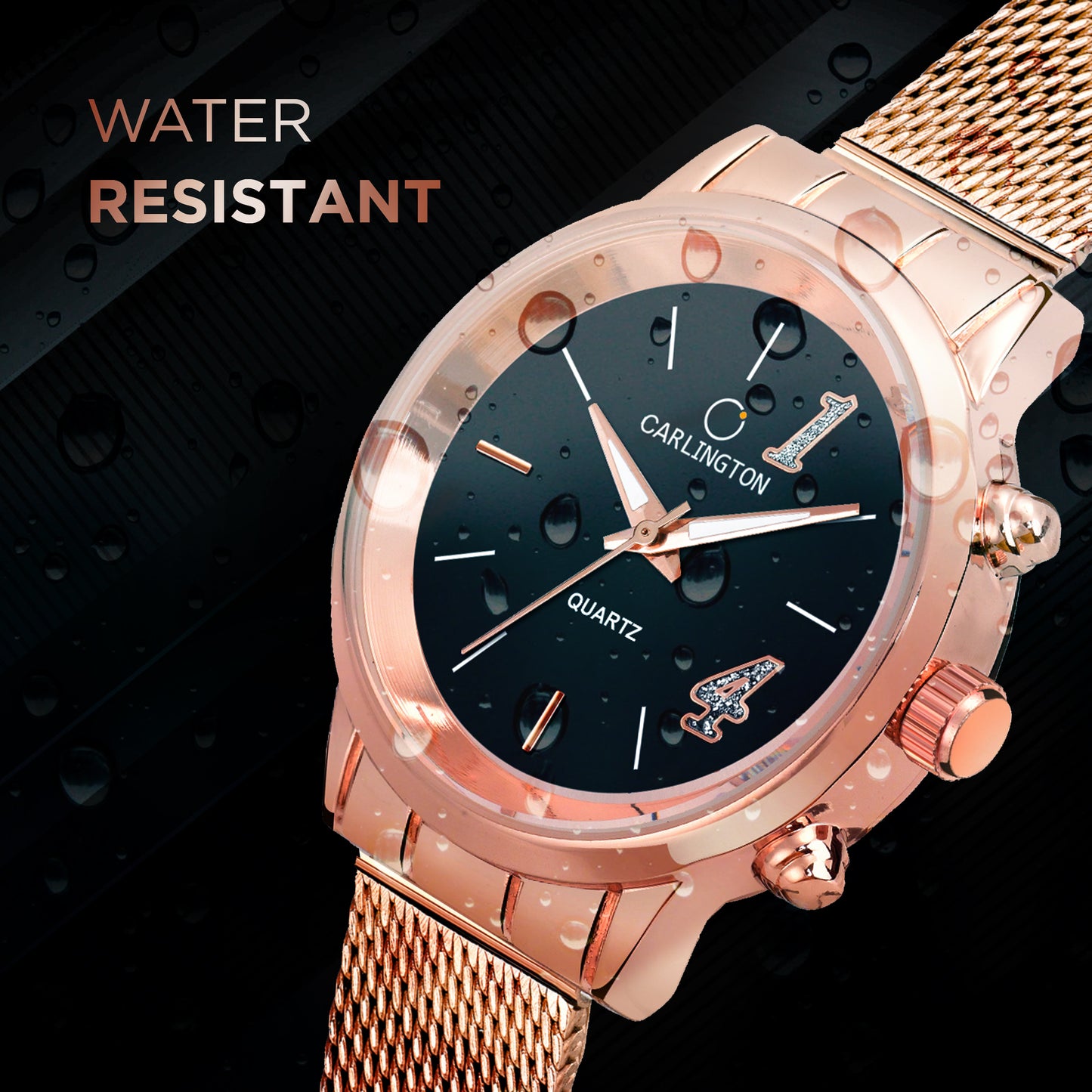 Carlington Elite Ladies Self Adjustable Mesh Strap Water Resistant Analog Watch - For Women CT2012