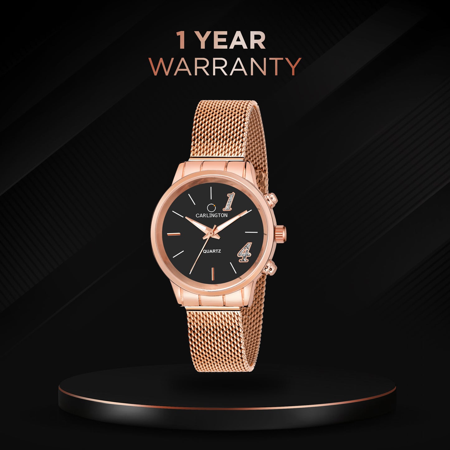 Carlington Elite Ladies Self Adjustable Mesh Strap Water Resistant Analog Watch - For Women CT2012