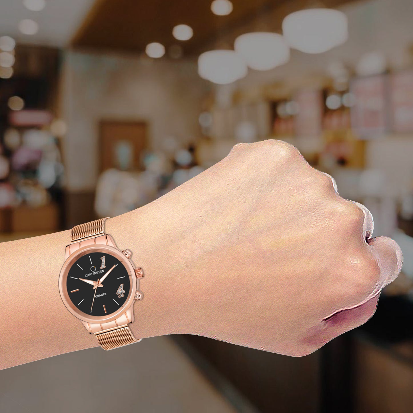 Carlington Elite Ladies Self Adjustable Mesh Strap Water Resistant Analog Watch - For Women CT2012