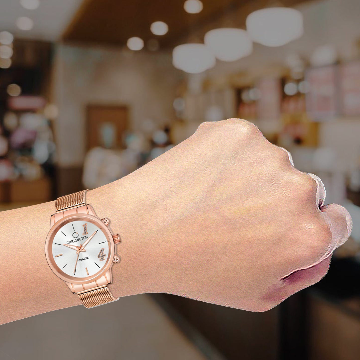 Carlington Elite Ladies Self Adjustable Mesh Strap Water Resistant Analog Watch - For Women CT2012