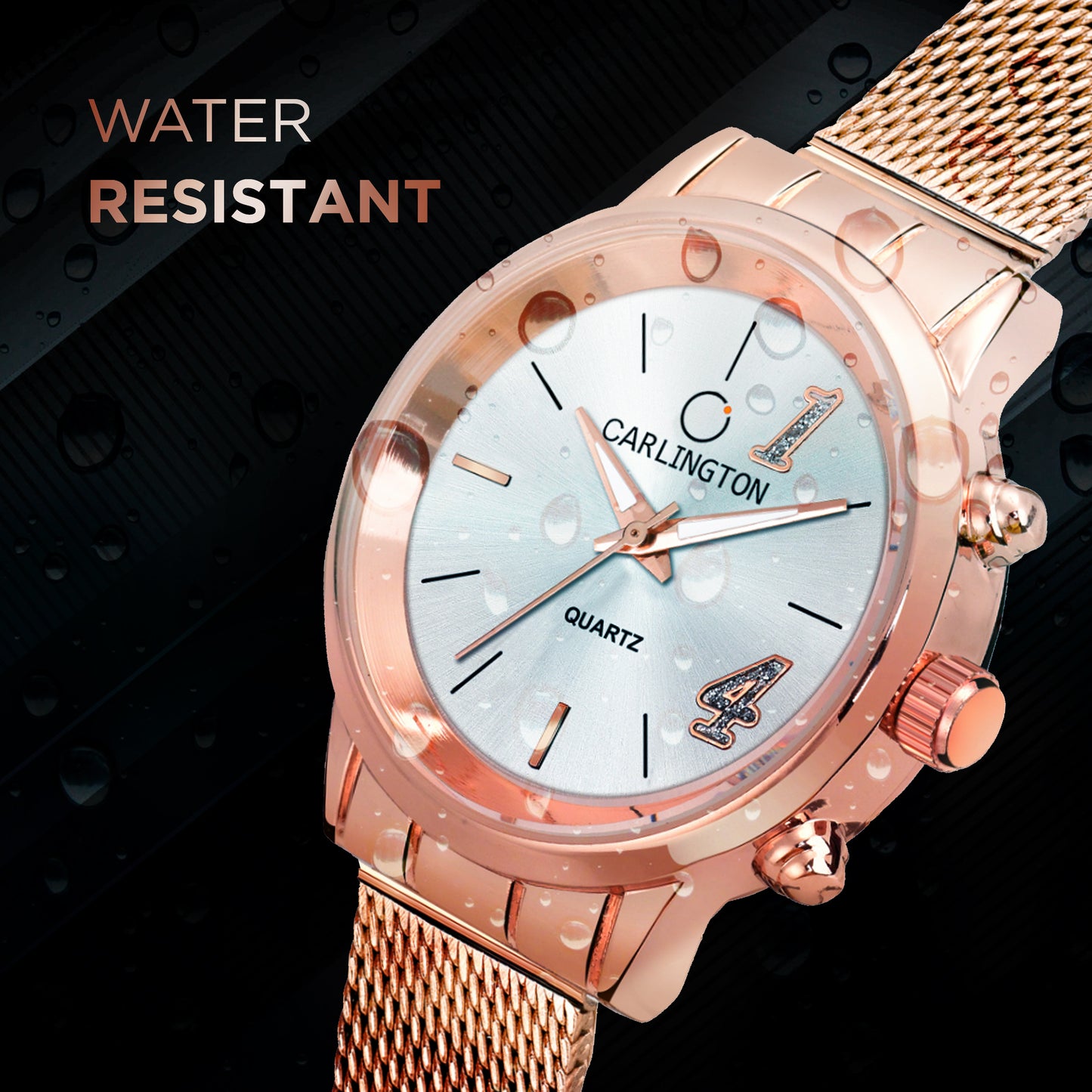 Carlington Elite Ladies Self Adjustable Mesh Strap Water Resistant Analog Watch - For Women CT2012