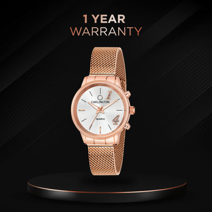 Carlington Elite Ladies Self Adjustable Mesh Strap Water Resistant Analog Watch - For Women CT2012