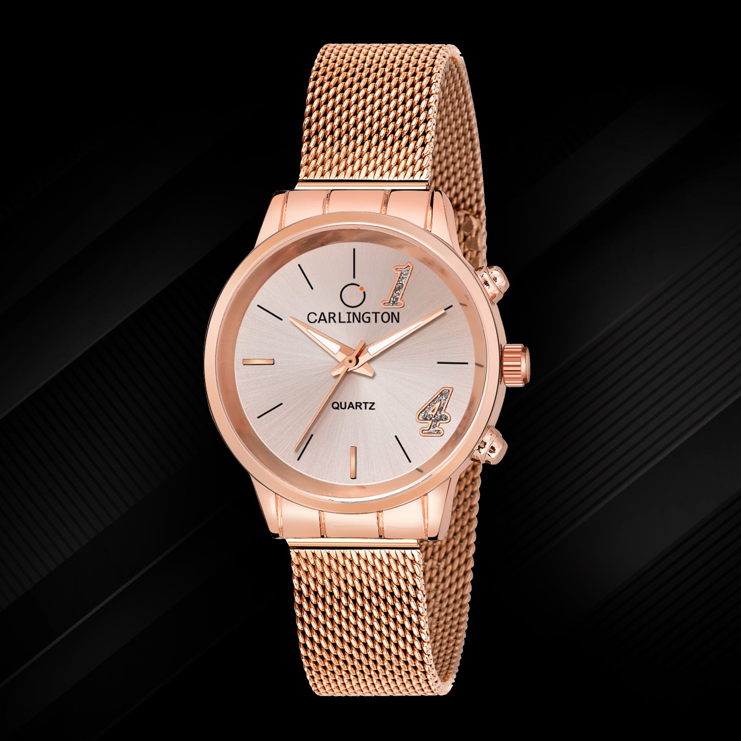 Carlington Elite Ladies Self Adjustable Mesh Strap Water Resistant Analog Watch - For Women CT2012