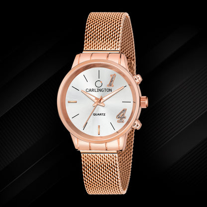 Carlington Elite Ladies Self Adjustable Mesh Strap Water Resistant Analog Watch - For Women CT2012