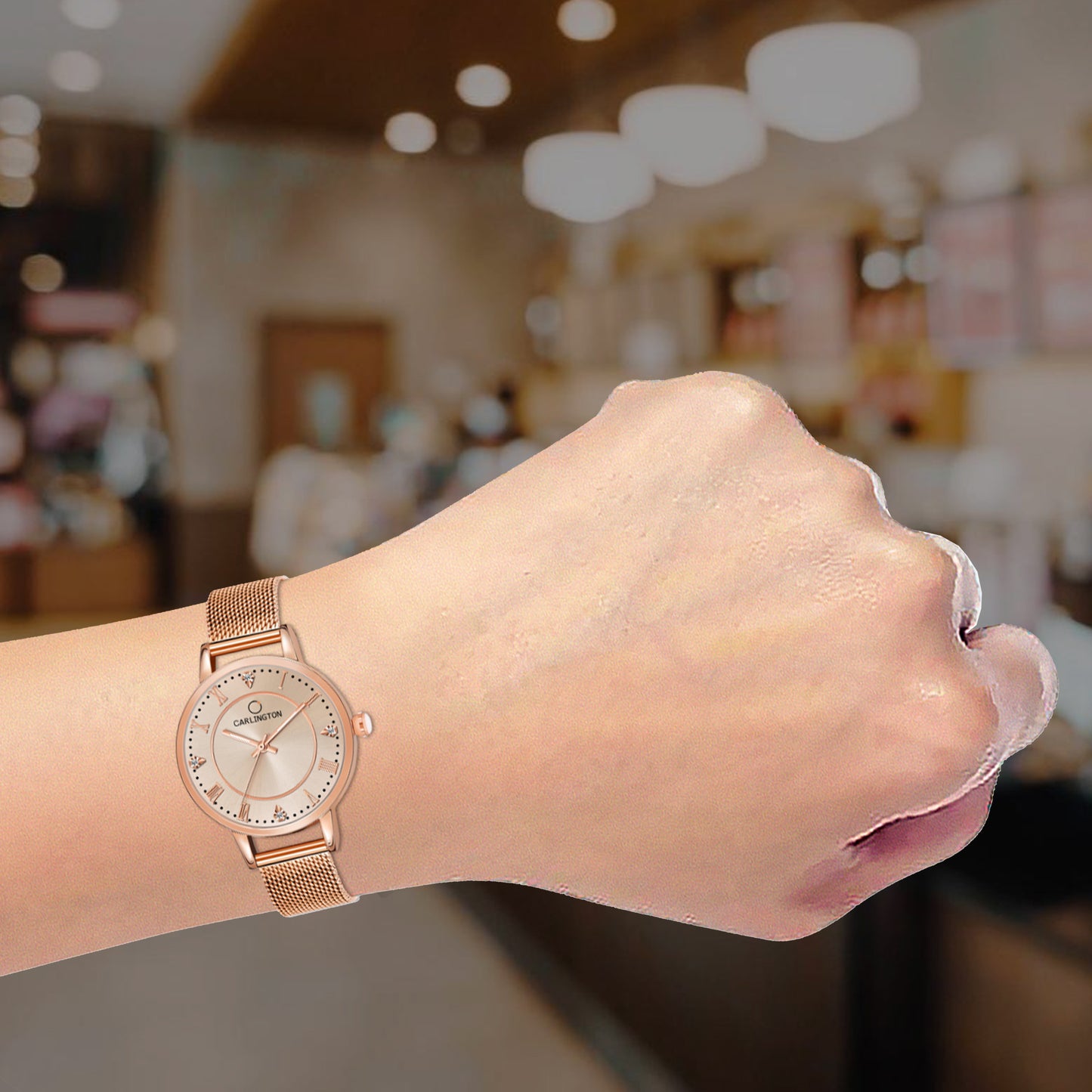 Carlington Elite Ladies Self Adjustable Mesh Strap Water Resistant Analog Watch - For Women CT2013