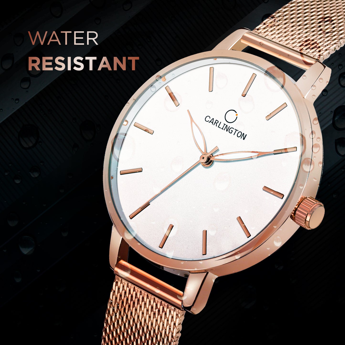 Carlington Elite Ladies Self Adjustable Mesh Strap Water Resistant Analog Watch - For Women CT2014