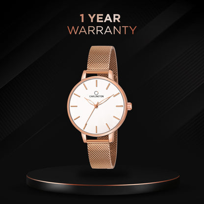 Carlington Elite Ladies Self Adjustable Mesh Strap Water Resistant Analog Watch - For Women CT2014