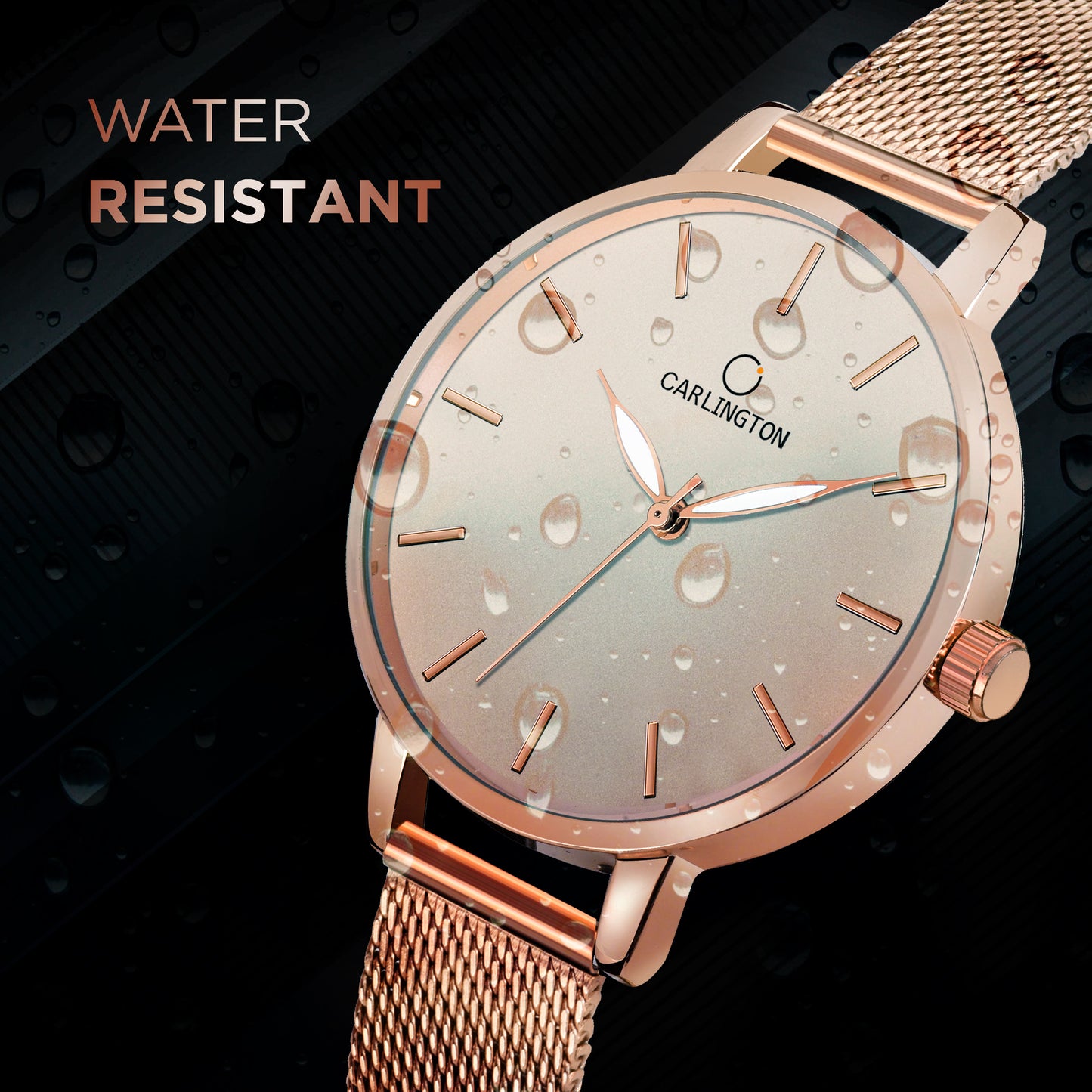 Carlington Elite Ladies Self Adjustable Mesh Strap Water Resistant Analog Watch - For Women CT2014