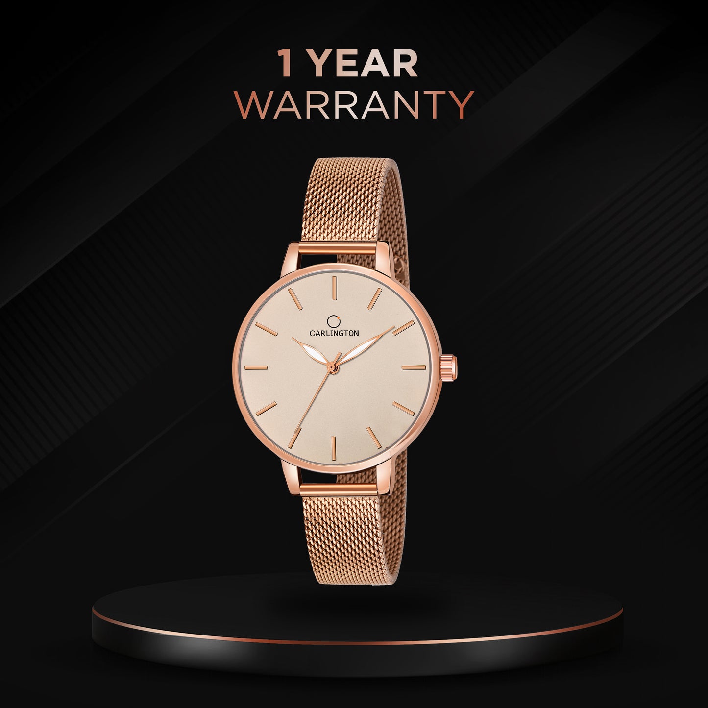 Carlington Elite Ladies Self Adjustable Mesh Strap Water Resistant Analog Watch - For Women CT2014