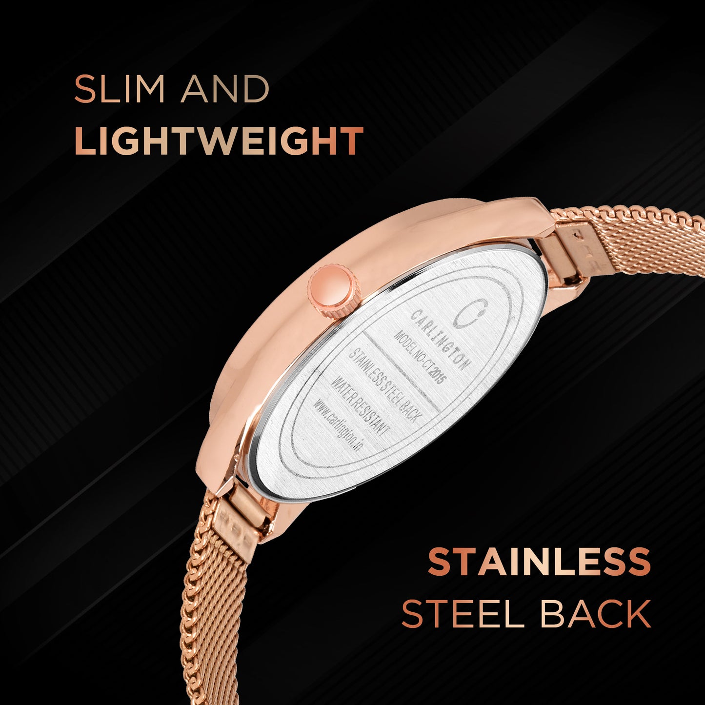 Carlington Elite Ladies Self Adjustable Mesh Strap Water Resistant Analog Watch - For Women CT2015