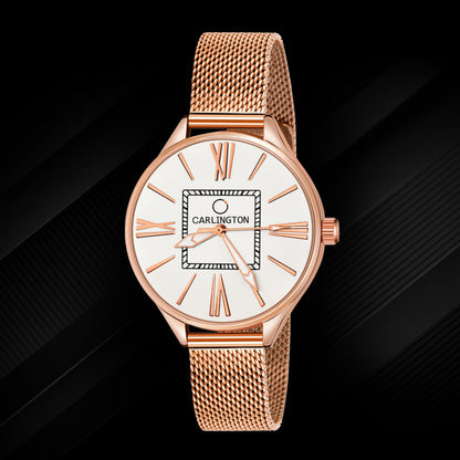 Carlington Elite Ladies Self Adjustable Mesh Strap Water Resistant Analog Watch - For Women CT2015