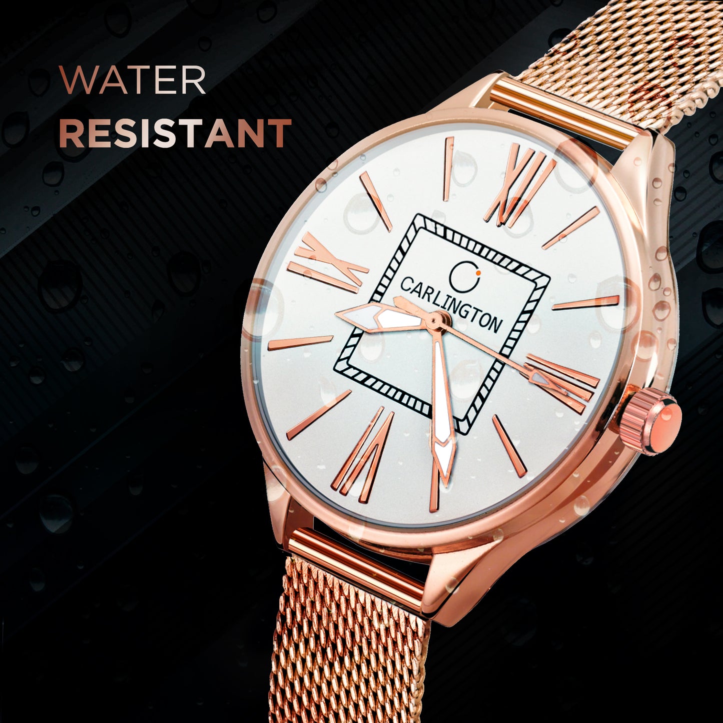 Carlington Elite Ladies Self Adjustable Mesh Strap Water Resistant Analog Watch - For Women CT2015