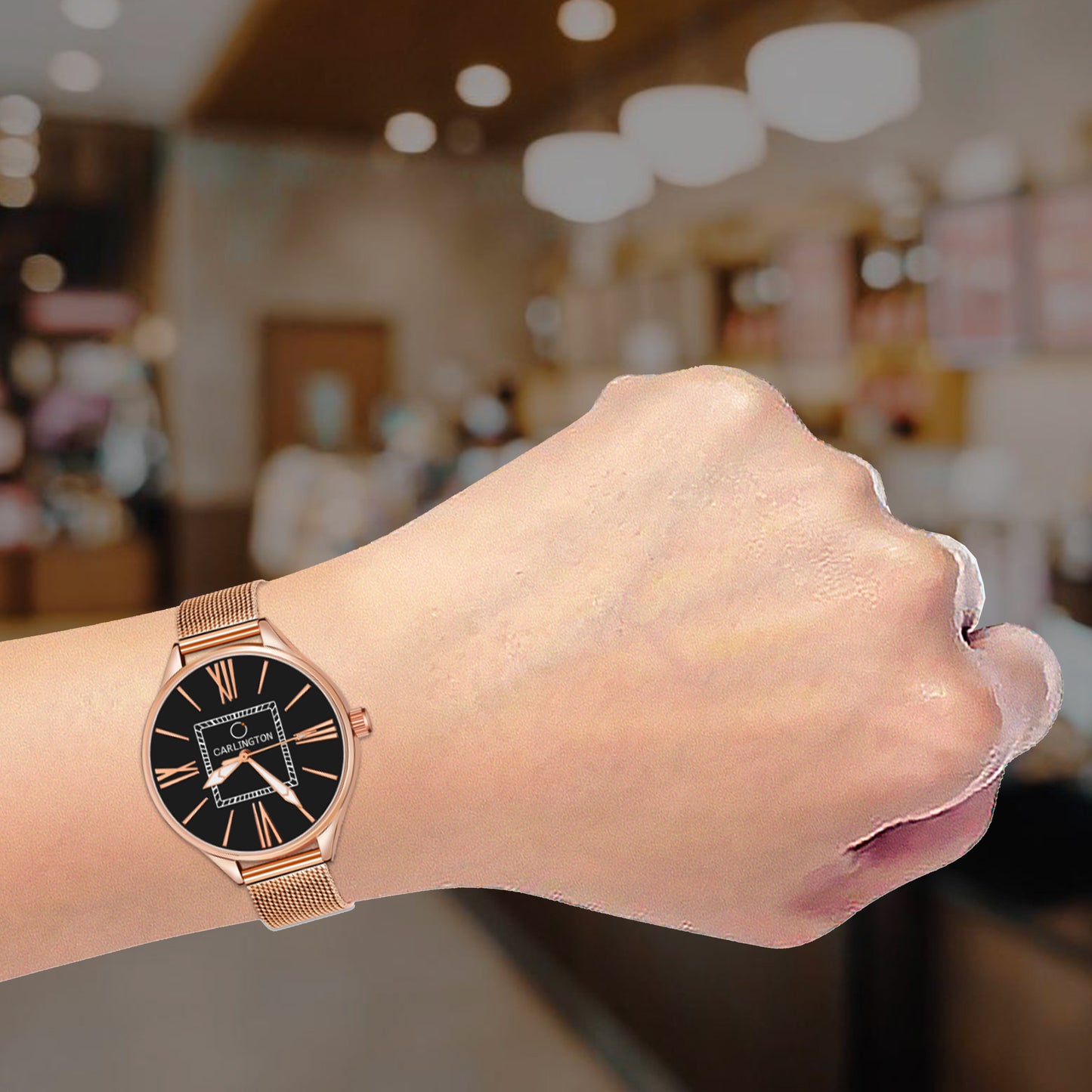 Carlington Elite Ladies Self Adjustable Mesh Strap Water Resistant Analog Watch - For Women CT2015