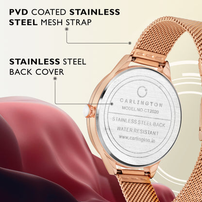 Carlington Elite Ladies Self Adjustable Mesh Strap Water Resistant Analog Watch - For Women CT2020