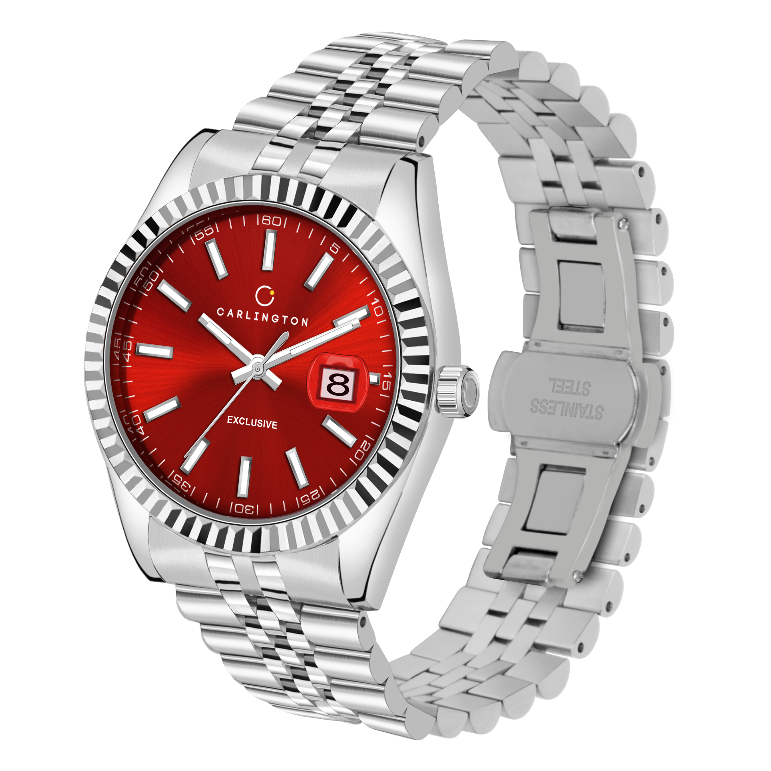 Carlington Analog Wrist Stainless Steel Watch For Men-Ct 8811 Red