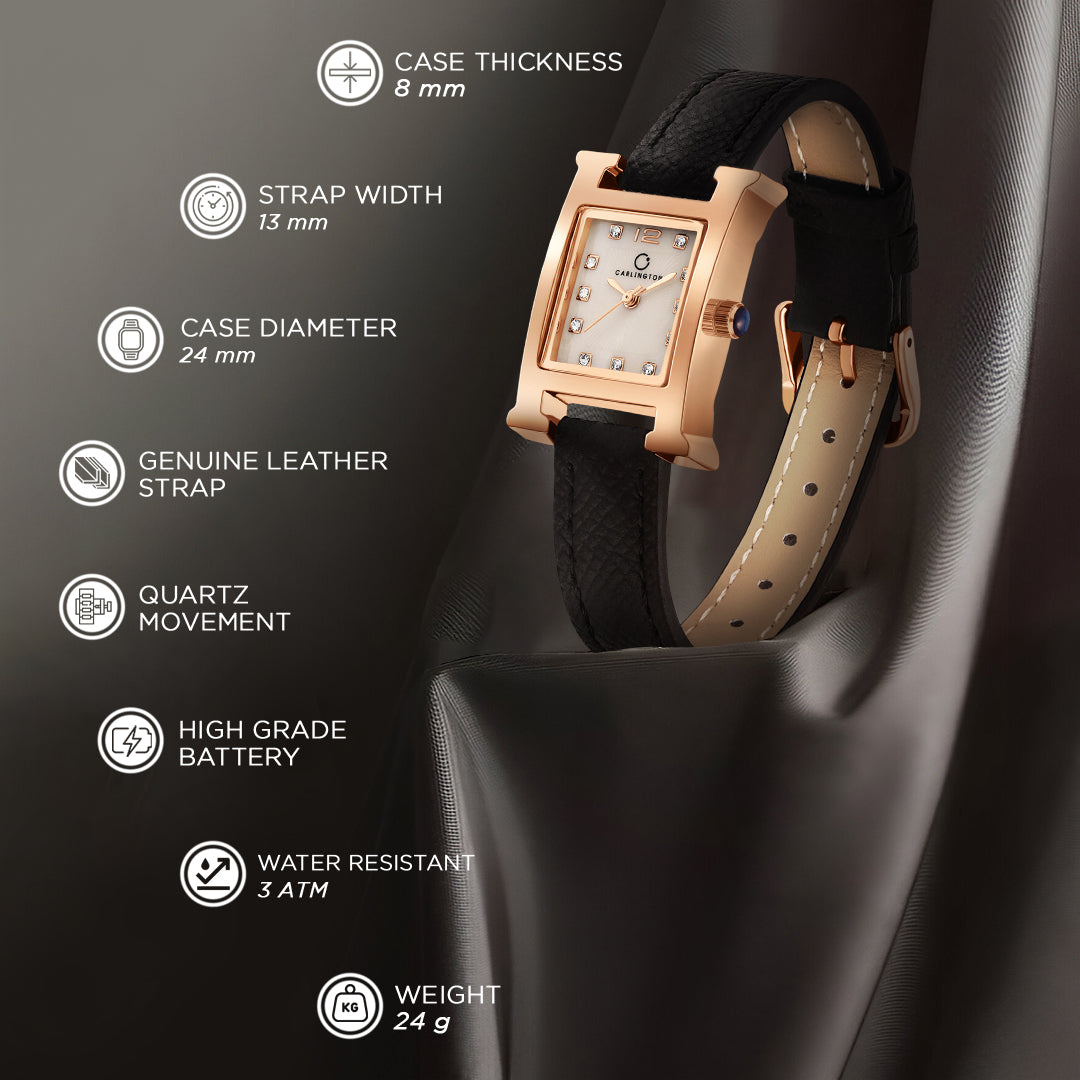 Carlington Aura Series Analog Women Wrist Watches with Premium Leather Belt Strap | Premium Fashion Watches for Ladies | CT - 203