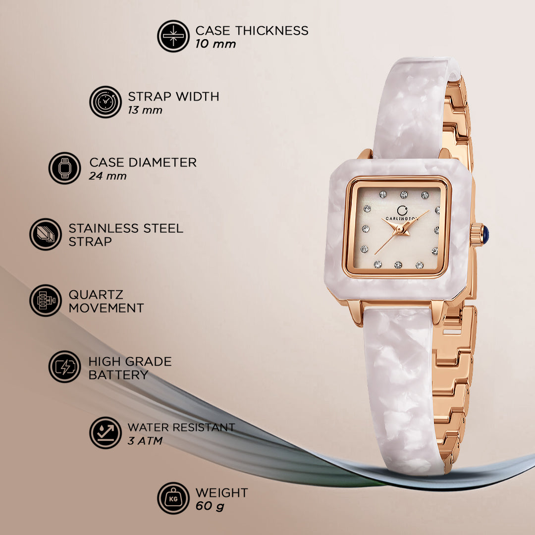 Carlington Diva Series Analog Women Wrist Watches with Stainless Steel Chain Strap | Premium Fashion Watches for Ladies | CT - 121