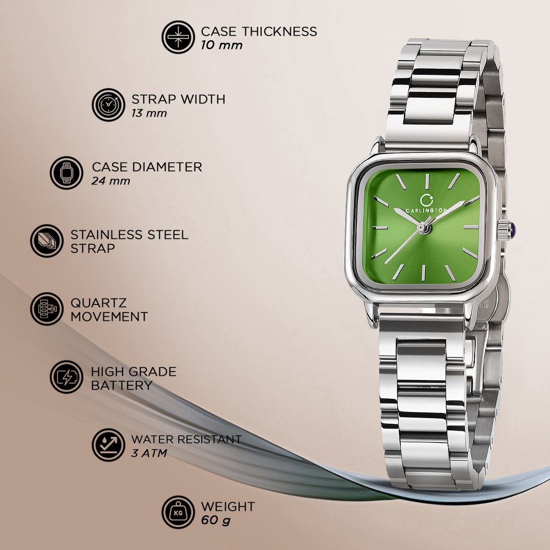 Carlington Diva Series Analog Women Wrist Watches with Stainless Steel Chain Strap | Premium Fashion Watches for Ladies | CT - 112