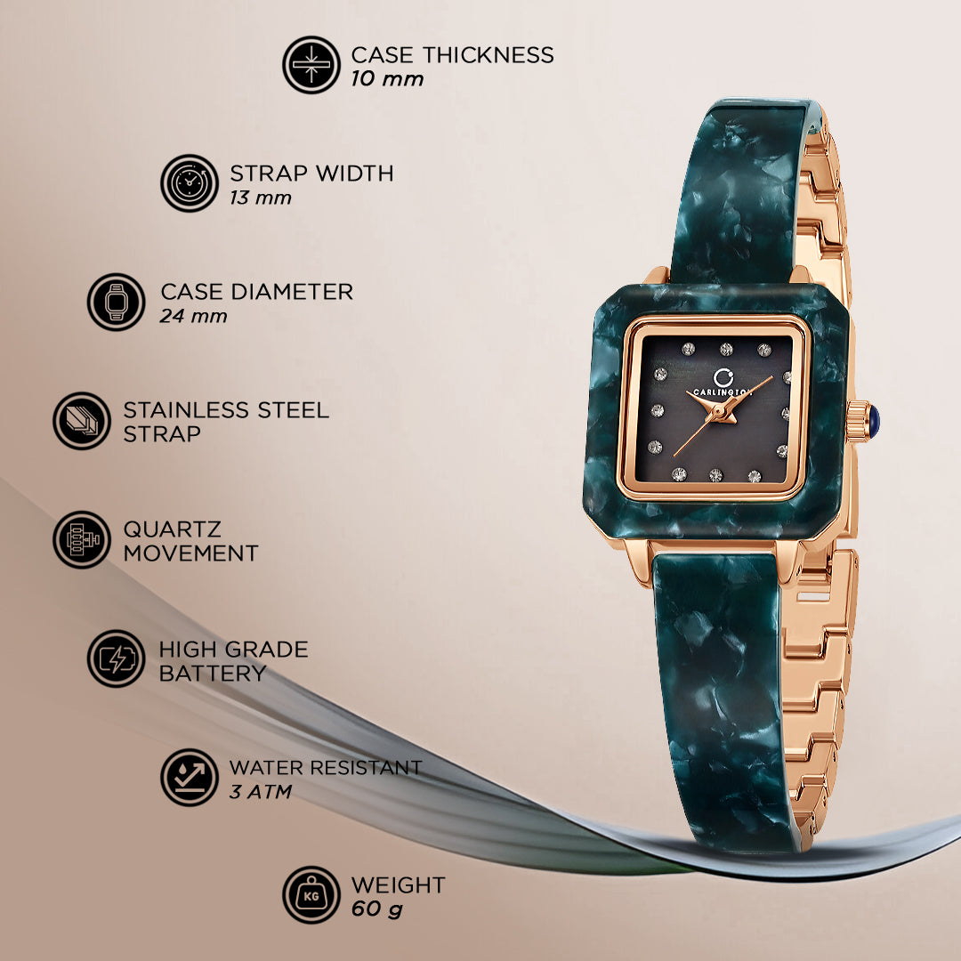 Carlington Diva Series Analog Women Wrist Watches with Stainless Steel Chain Strap | Premium Fashion Watches for Ladies | CT - 121