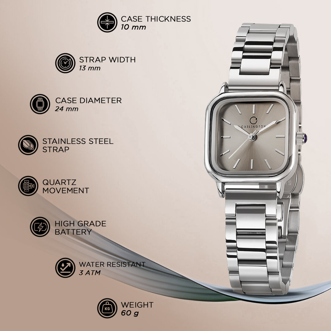 Carlington Diva Series Analog Women Wrist Watches with Stainless Steel Chain Strap | Premium Fashion Watches for Ladies | CT - 112