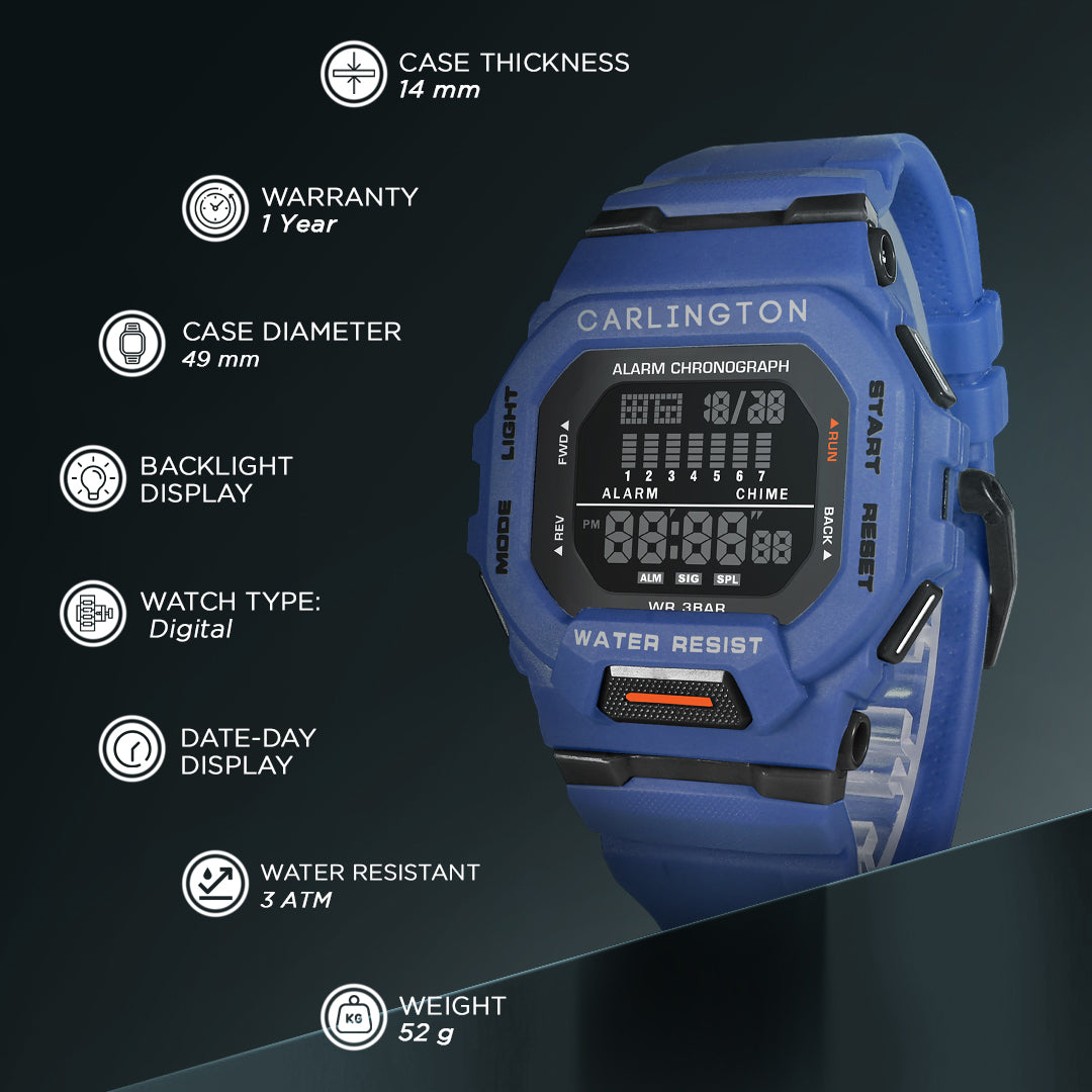 Endurance Series Men Digital Black Dial Silicone Strap Sports Watch CT_2106