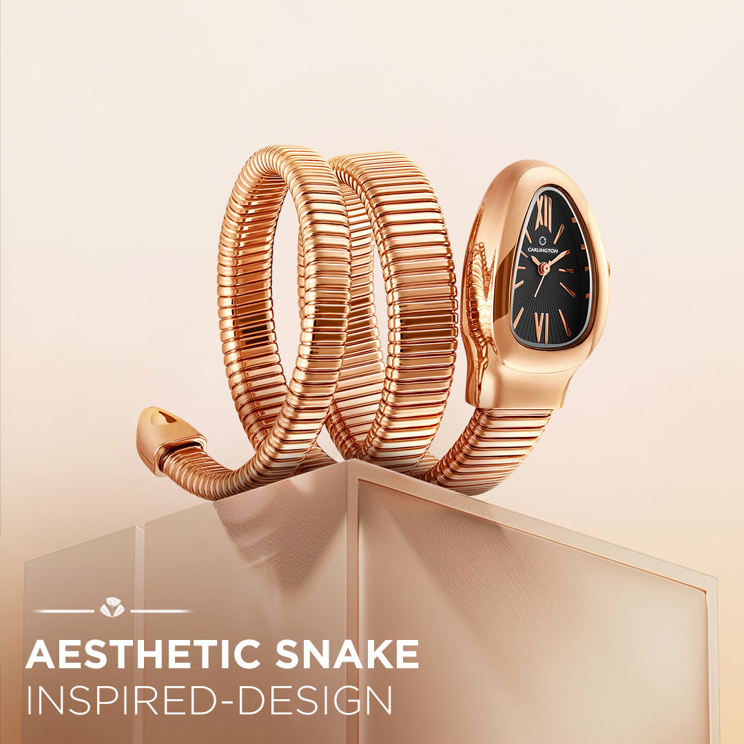 Carlington Elegant Snake Band Analog Women's Watch – Premium Stainless Steel Strap, Oval Designer Dial, Water-Resistant Ladies Watch for Party & Casual Wear Premium Gift Watch for Women