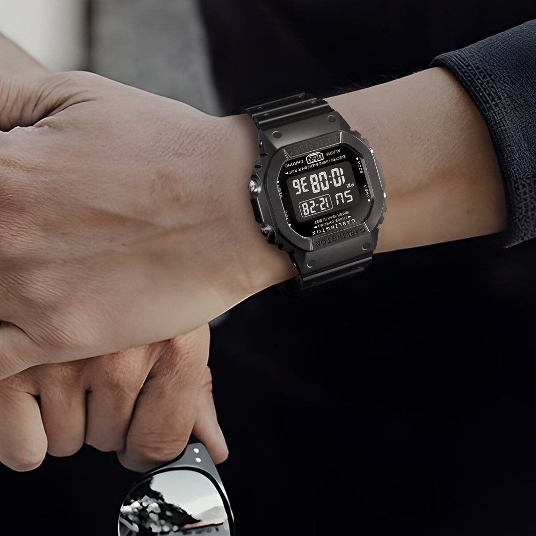 Carlington Digital Sports Watch Dual Time, Alarm, Calendar, Stopwatch, Water-Resistant, Shock-Resistant, Back Light Display. The Perfect Watch for Men - CT 1801