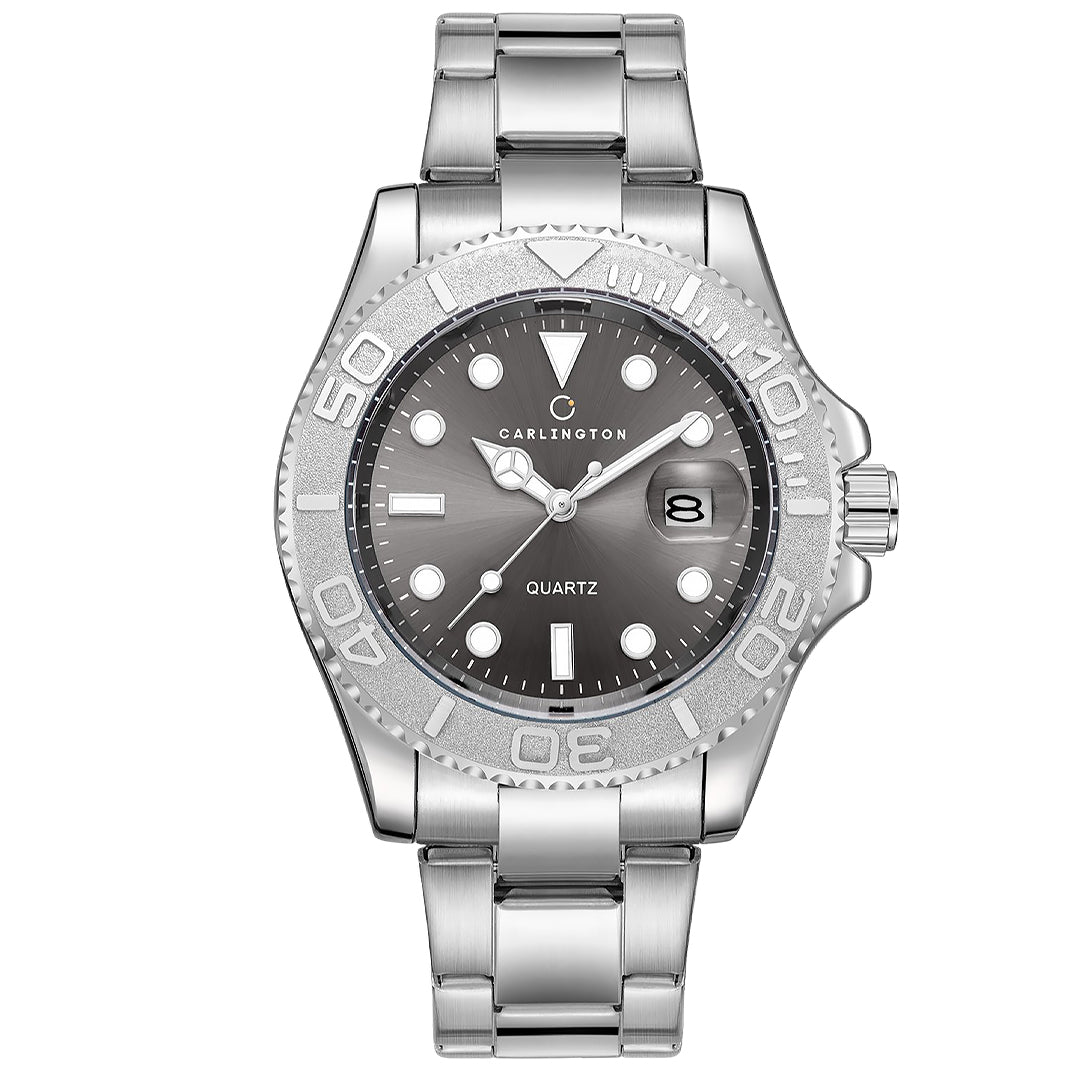 Carlington Meridian Series Analog Men Wrist Watches with Stainless Steel Chain Strap & Date Display | Fashion Watches for Gents | CT - 4010