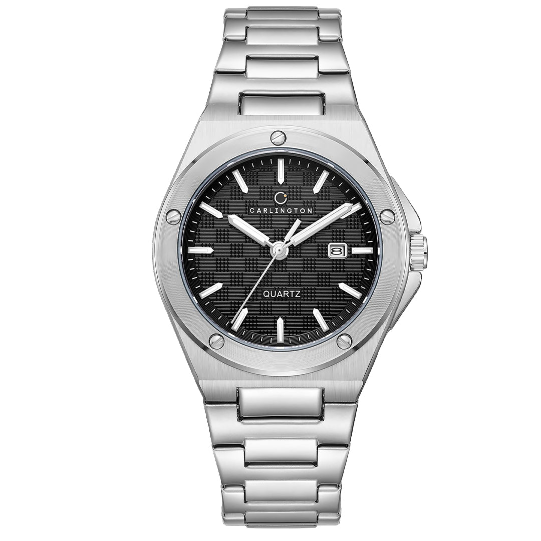 Carlington Meridian Series Analog Men Wrist Watches with Stainless Steel Chain Strap & Date Display | Fashion Watches for Gents | CT - 4020