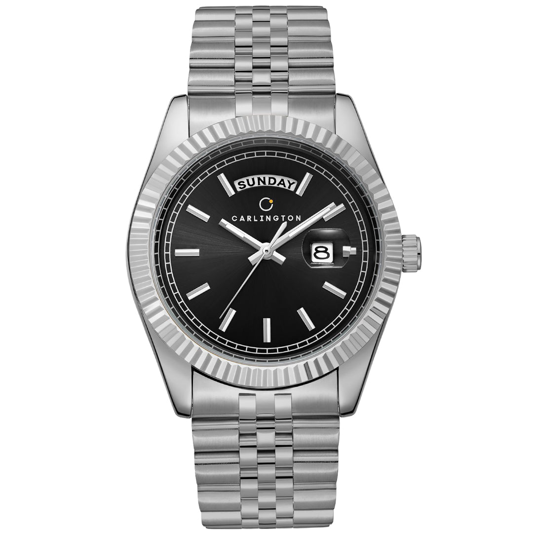 Carlington Analog Gents Watches with Stainless Steel Chain Strap | Day and Date Display | Premium Gift Watches for Men – Stylish Casual & Formal Wrist Watch - CT 8888