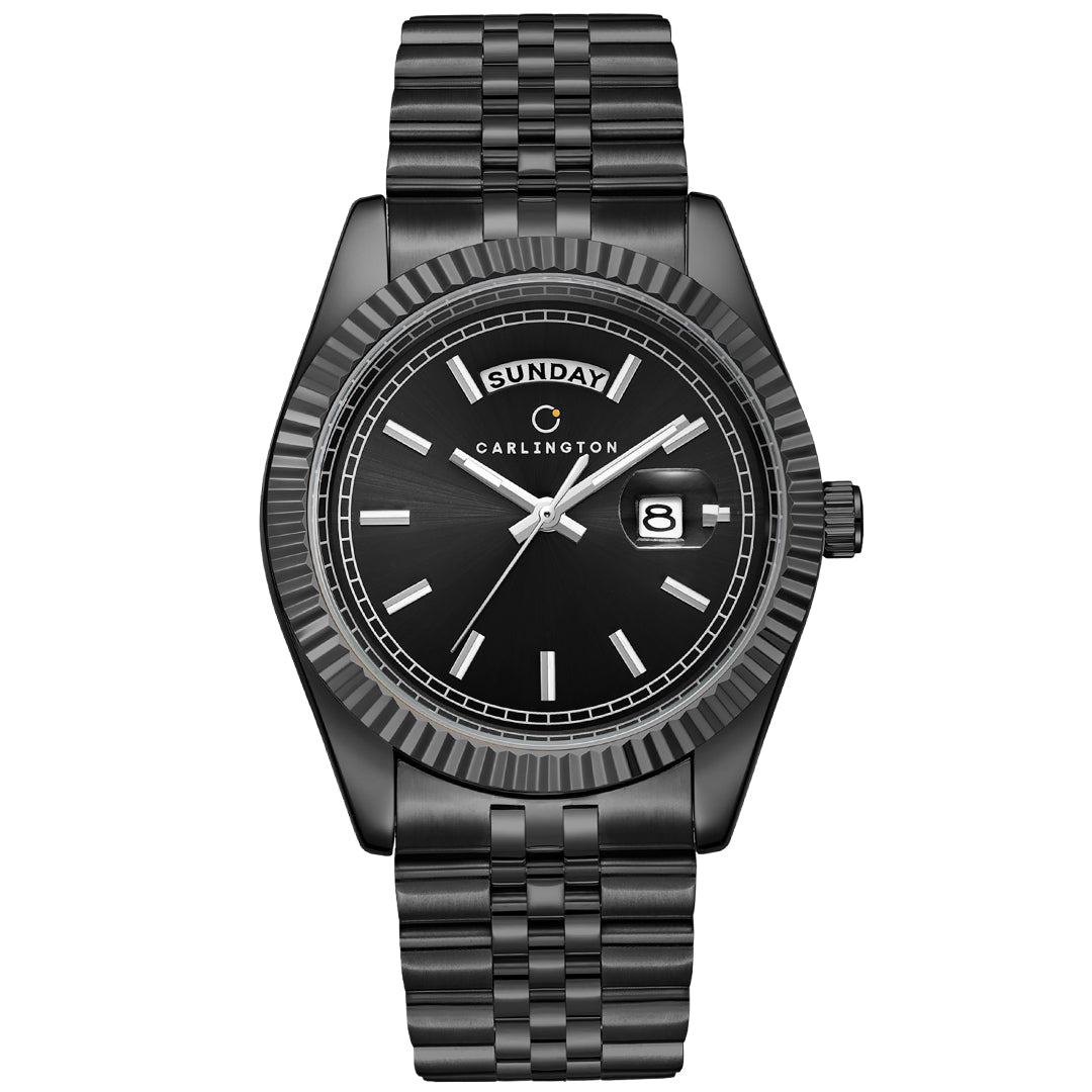 Carlington Analog Gents Watches with Stainless Steel Chain Strap | Day and Date Display | Premium Gift Watches for Men – Stylish Casual & Formal Wrist Watch - CT 8888