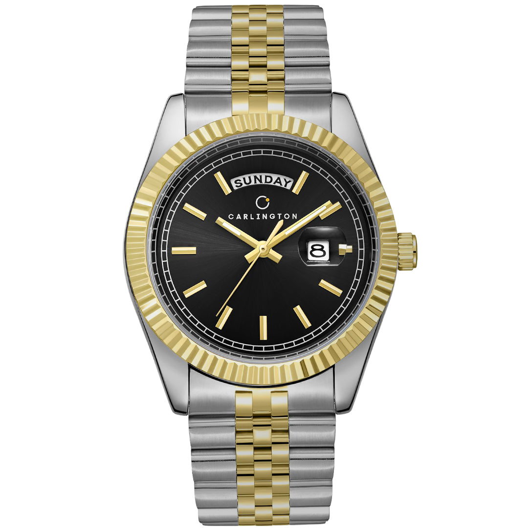 Carlington Analog Gents Watches with Stainless Steel Chain Strap | Day and Date Display | Premium Gift Watches for Men – Stylish Casual & Formal Wrist Watch - CT 8888