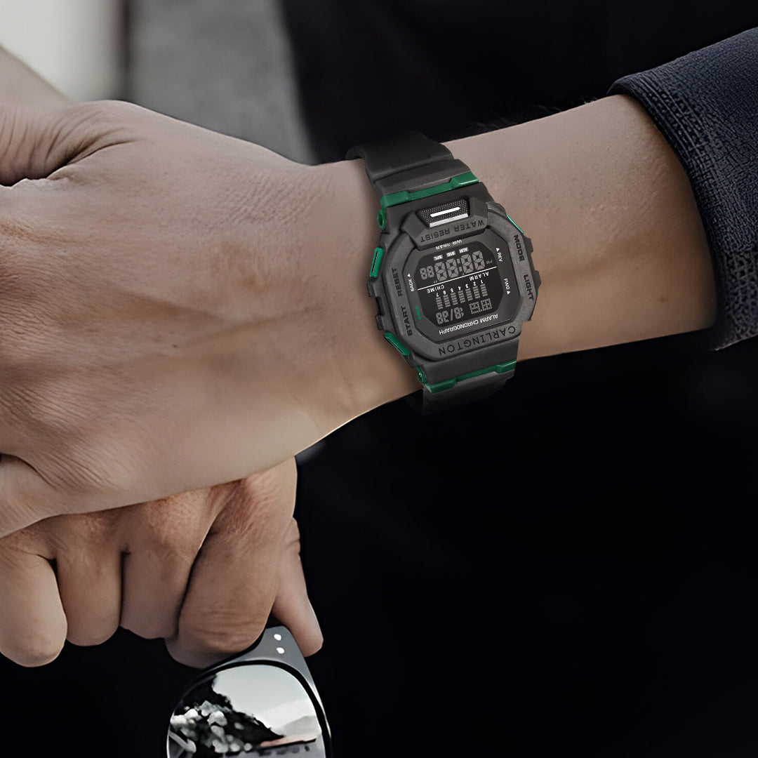 Carlington Digital Sports Watch, Dual Time, Alarm, Calendar, Stopwatch, Water-Resistant, Shock-Resistant, Back Light Display. The Perfect Watch for Men - CT 2106