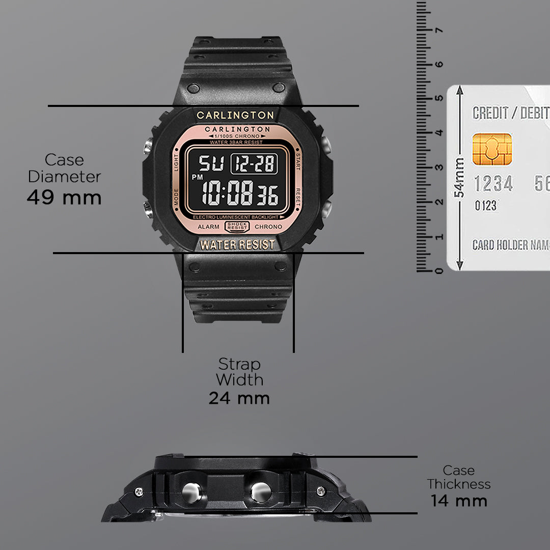 Carlington Digital Sports Watch Dual Time, Alarm, Calendar, Stopwatch, Water-Resistant, Shock-Resistant, Back Light Display. The Perfect Watch for Men - CT 1801