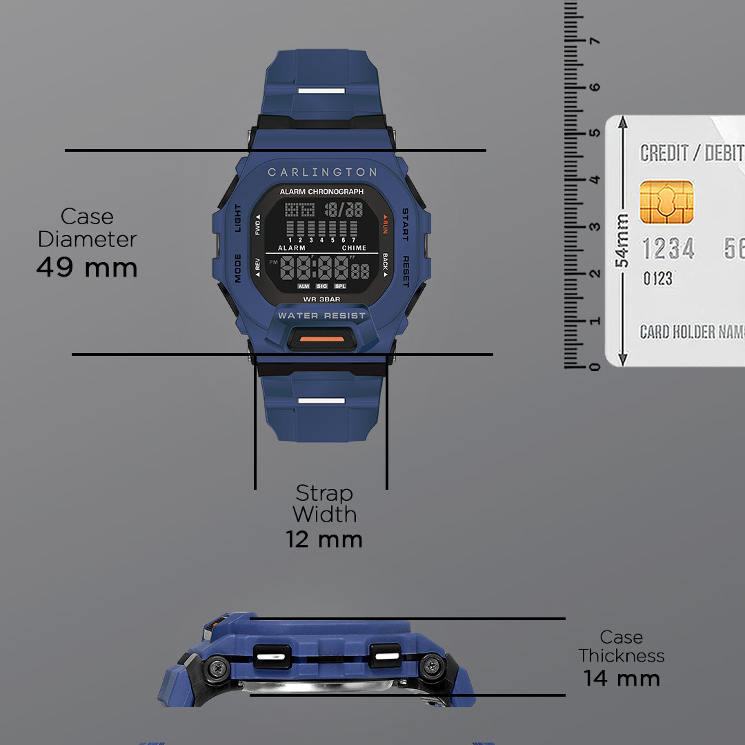 Endurance Series Men Digital Black Dial Silicone Strap Sports Watch CT_2106
