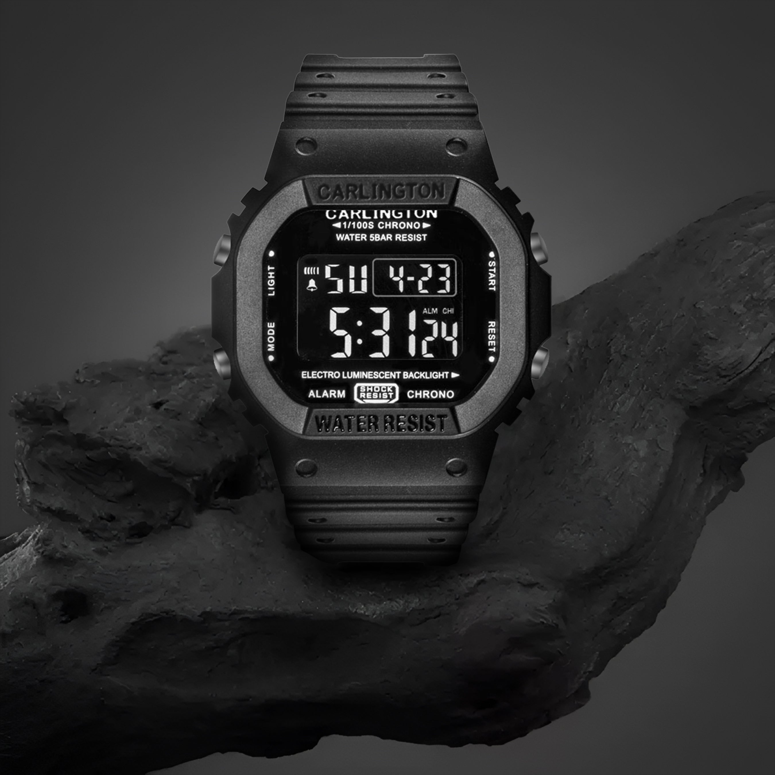 Carlington Digital Sports Watch Dual Time, Alarm, Calendar, Stopwatch, Water-Resistant, Shock-Resistant, Back Light Display. The Perfect Watch for Men - CT 1801