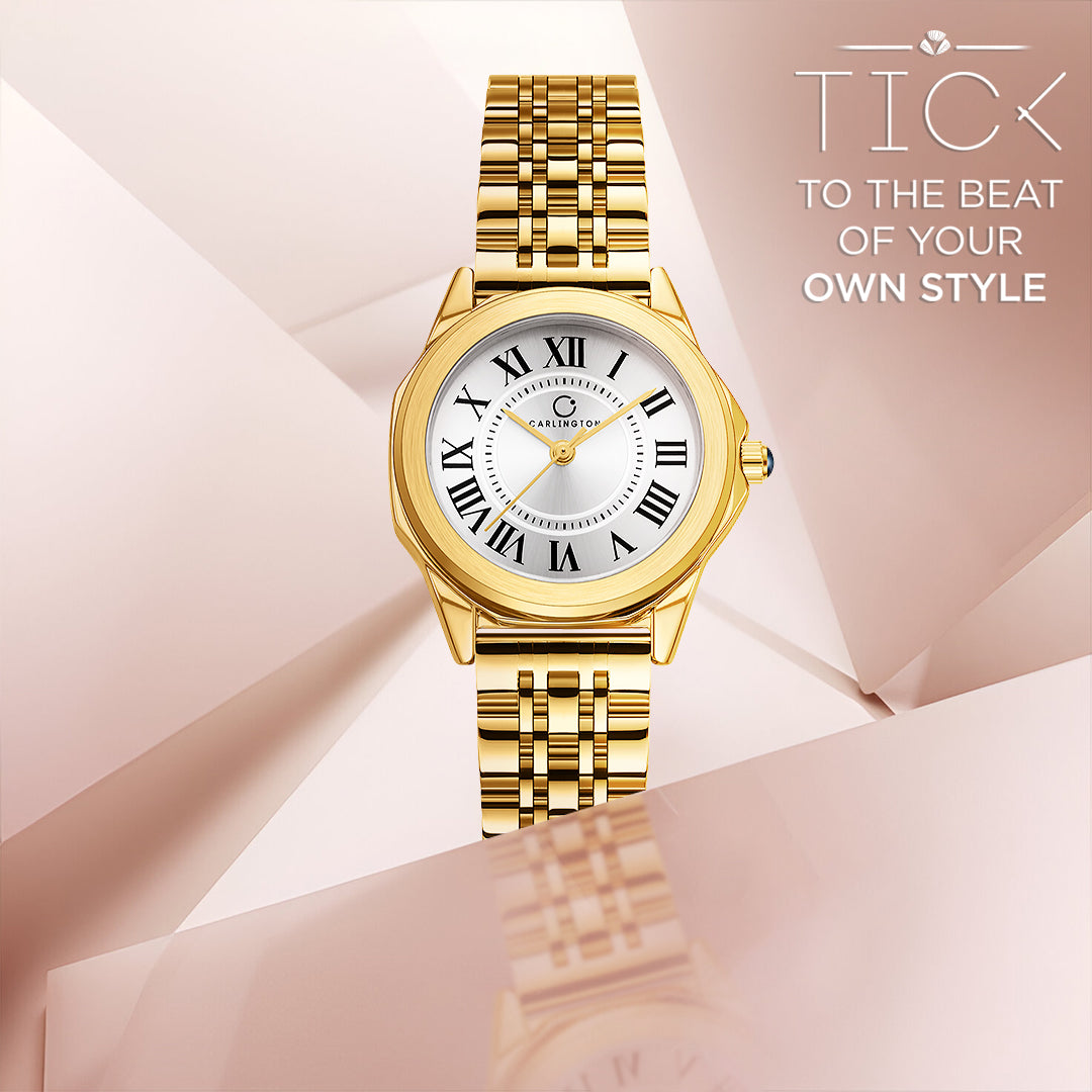 Carlington Diva Series Analog Women Wrist Watches with Stainless Steel Chain Strap | Premium Fashion Watches for Ladies | CT - 104