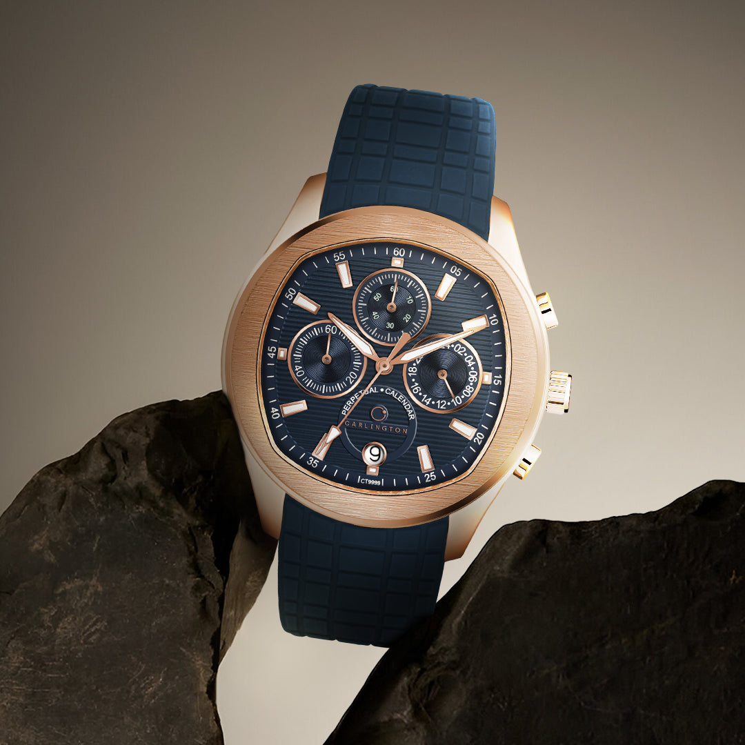 Carlington Legacy Series Analog Wrist Watches with Chronograph & Silicone Strap for Men - CT 9999