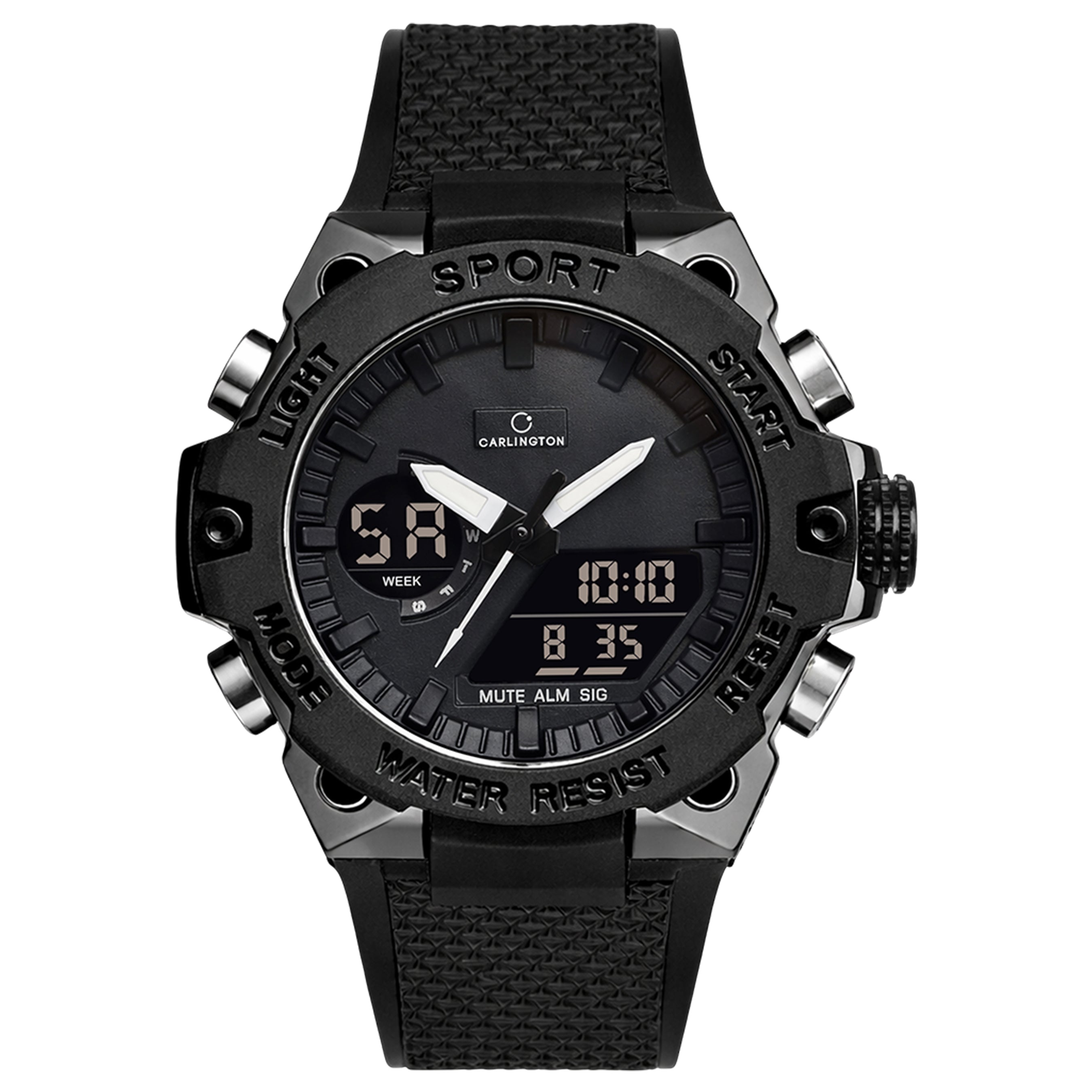 Carlington Analog-Digital Sports Watch, Dual Time,Alarm, Stopwatch, Calendar, Water-Resistant, Shock-Resistant, Back Light Display. The Perfect Watches for Men-CT_8675