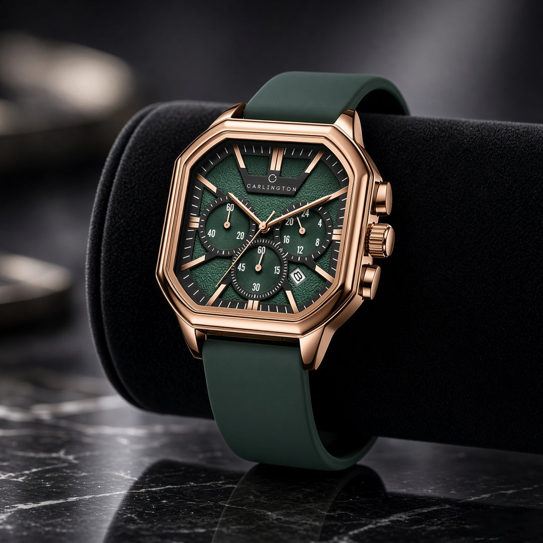 Carlington ASTRO 053 Geodetic Green – Premium Men's Chronograph-Style Analog Quartz Watch