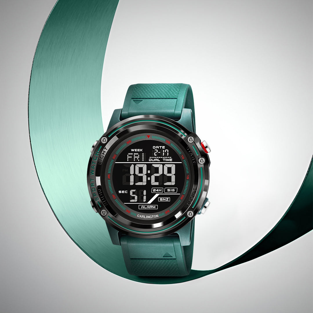 Carlington Velocity Series Analog-Digital Sports Watches for Men and Boys with Alarm, Stopwatch, Backlit Display, Dualtime, Silicone Rubber Strap, Water & Shock Resiatant - CT_8125