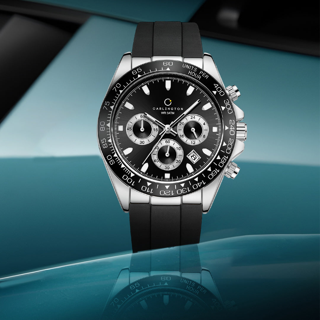 Carlington Nitro Analog Chronograph Men’s Polyurethane Strap Wrist Watch | Quartz Movement | Water & Shock Resistant Watch for Men | Casual & Formal Wear - CT_8054