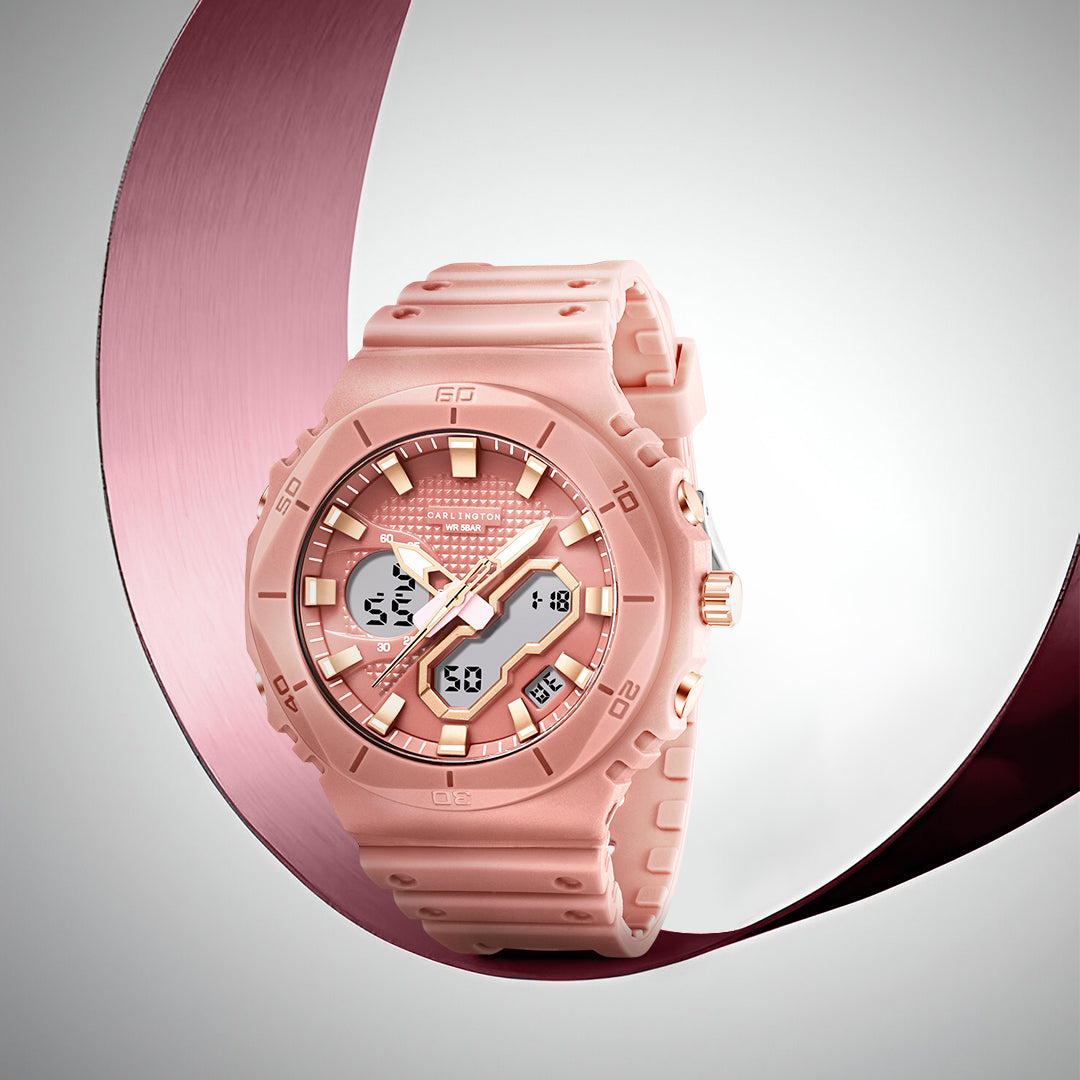 Carlington Velocity Series Analog-Digital Sports Watches for Men and Boys with Alarm, Stopwatch, Backlit Display, Dualtime, Silicone Rubber Strap, Water & Shock Resiatant - CT_8120