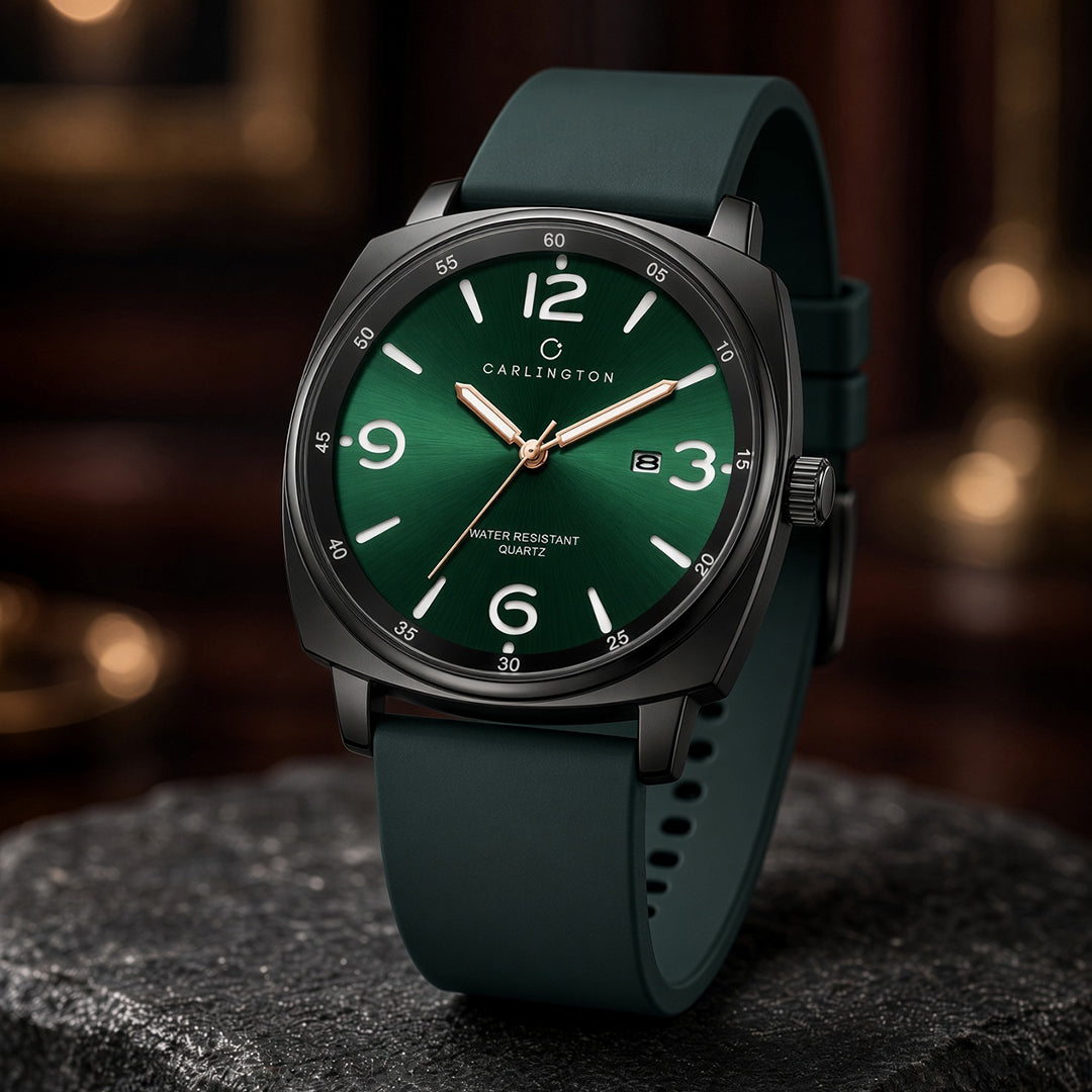 Carlington ASTRO 054 Geodetic Green – Premium Men's Chronograph-Style Analog Quartz Watch