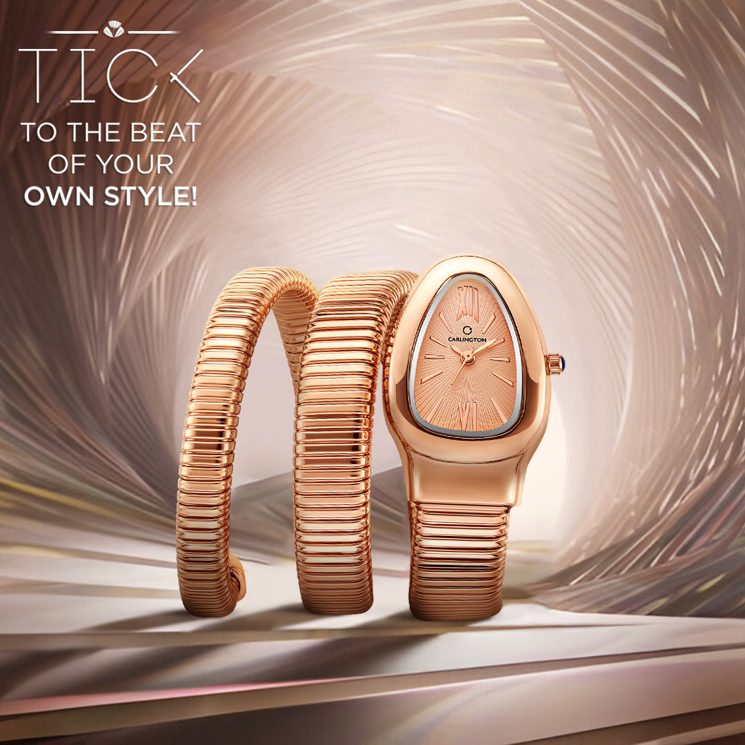 Carlington Elegant Snake Band Analog Women's Watch – Premium Stainless Steel Strap, Oval Designer Dial, Water-Resistant Ladies Watch for Party & Casual Wear Premium Gift Watch for Women