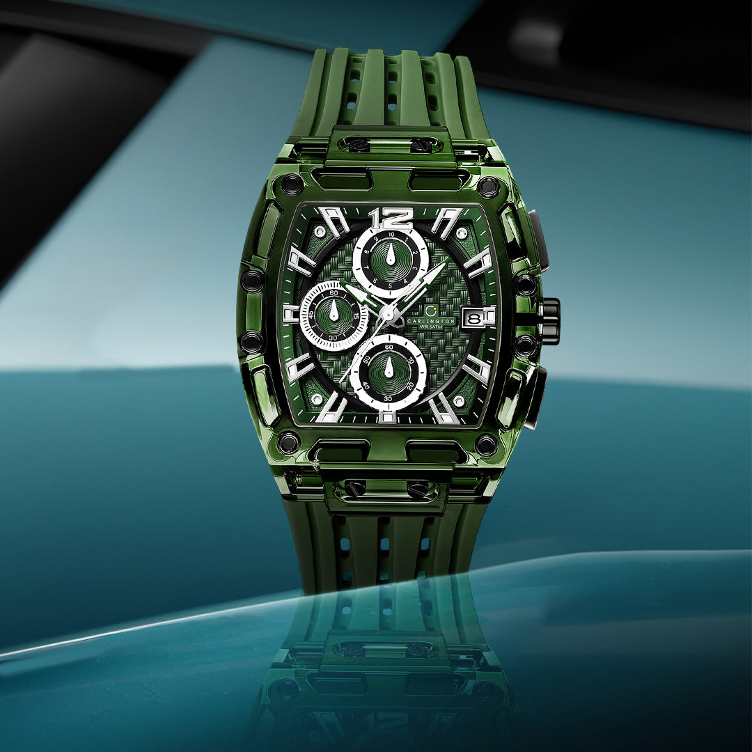Carlington Nitro Analog Chronograph Men’s Polyurethane Strap Wrist Watch | Quartz Movement | Water & Shock Resistant Watch for Men | Casual & Formal Wear - CT_7105