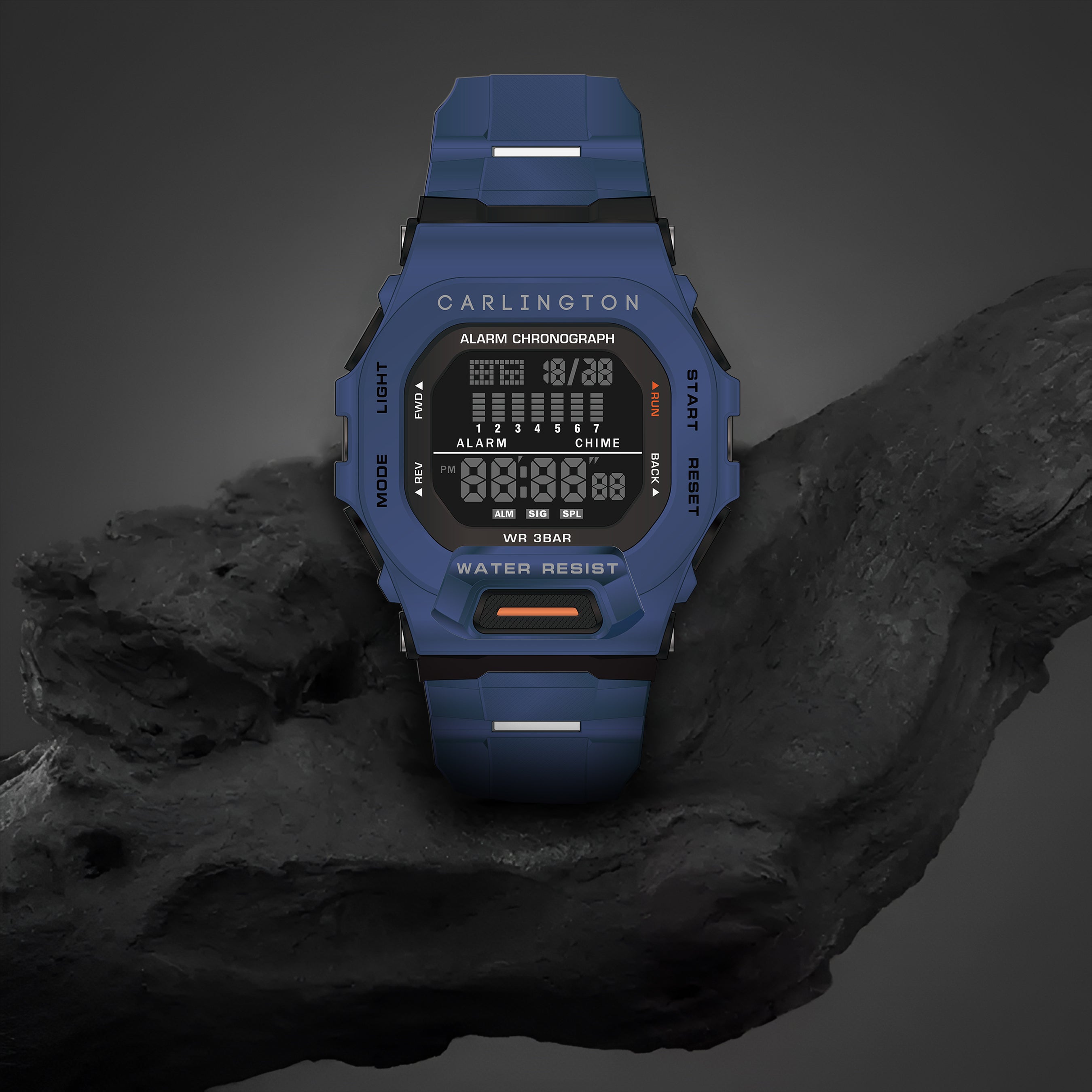 Endurance Series Men Digital Black Dial Silicone Strap Sports Watch CT_2106